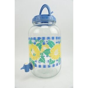 Vintage Corelle Coordinates Beverage Dispenser Tea Jar Sunshine Sunflower EUC